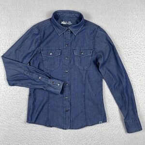 REI Shirt Womens XXS Blue Snap Northway Long Sleeve Outdoors Hiking Camping Top